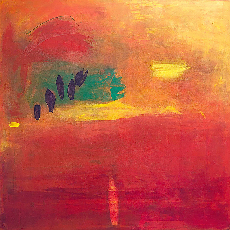 Julia Wright Crosara, Tuscan Sunset, acrylic on canvas, 36x36in.